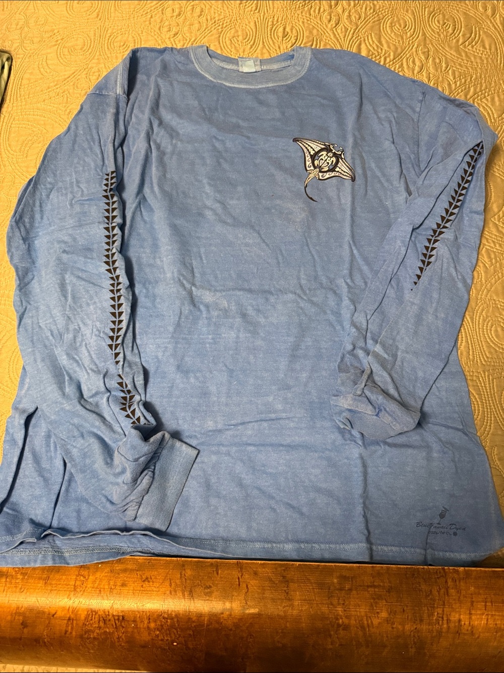 Crazy Shirts Light Blue Long-Sleeve Graphic Tee with Manta Ray Detail